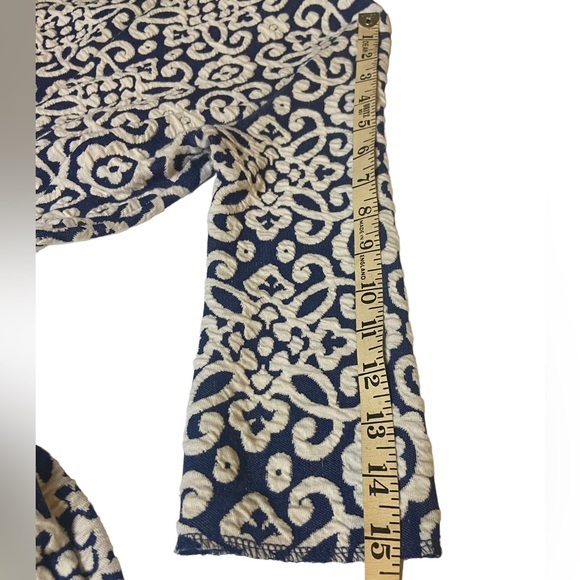 ZARA JACQUARD BLUE AND WHITE STRETCHY DRESS FIT AND FLARE SIZE XS - Picture 13 of 14